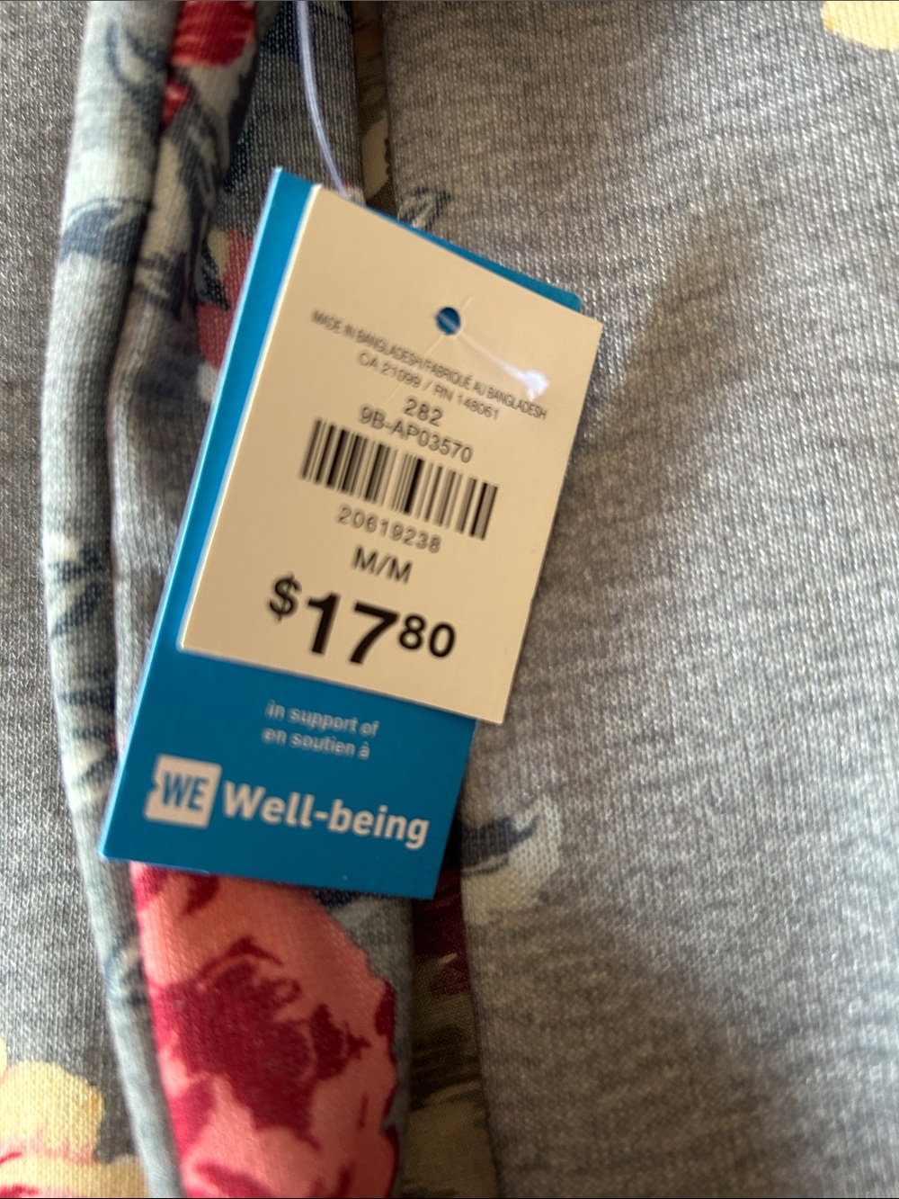 NWT Ardene Gray Hoodie with Rose and Cream Floral Pattern Size M - Picture 2 of 5